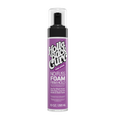 Purple 10oz bottle of Holla Back Curl Firm Hold No Fuss Foam with a pump top